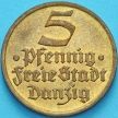 Монета Данциг 5 пфеннигов 1932 год. Камбала. aUNC
