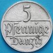Монета Данциг 5 пфеннигов 1923 год.