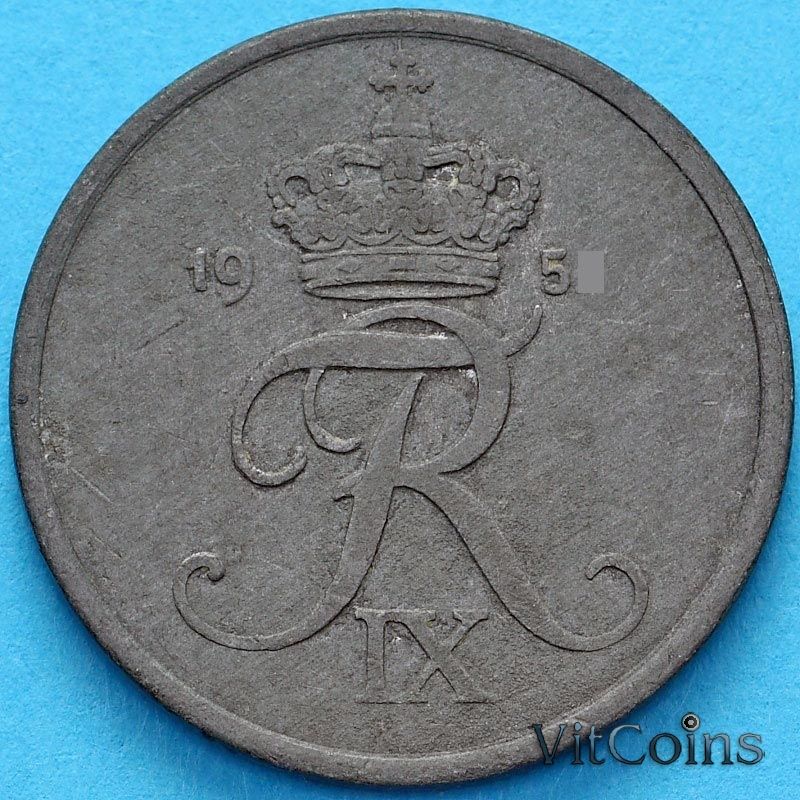 Монета Дания 2 эре 1953 год.