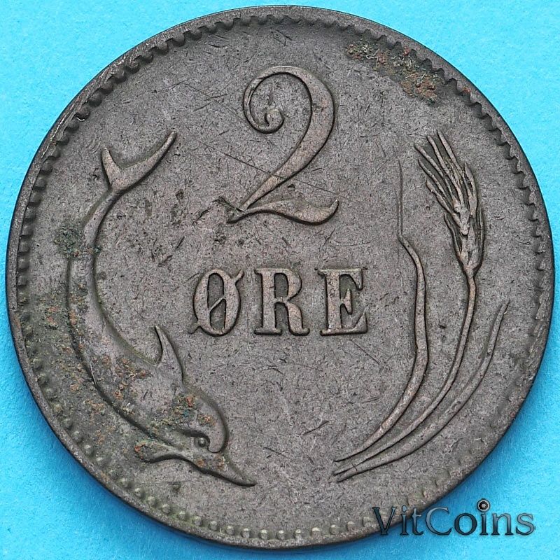 Монета Дания 2 эре 1874 год. CS