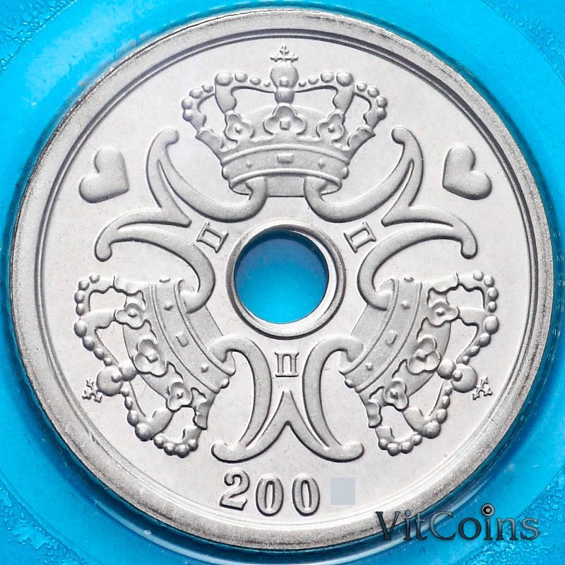 Монета Дания 1 крона 2004 год. BU