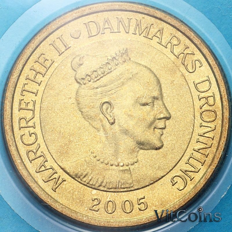 Монета Дания 20 крон 2005 год. Церковь Ландет. BU Монета Дания 20 крон 2005 год. Церковь Ландет. BU