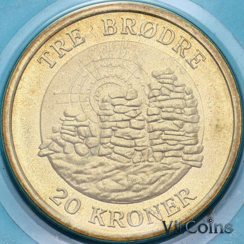 Монета Дании 20 крон 2006 год. Скалы Три брата. BU
