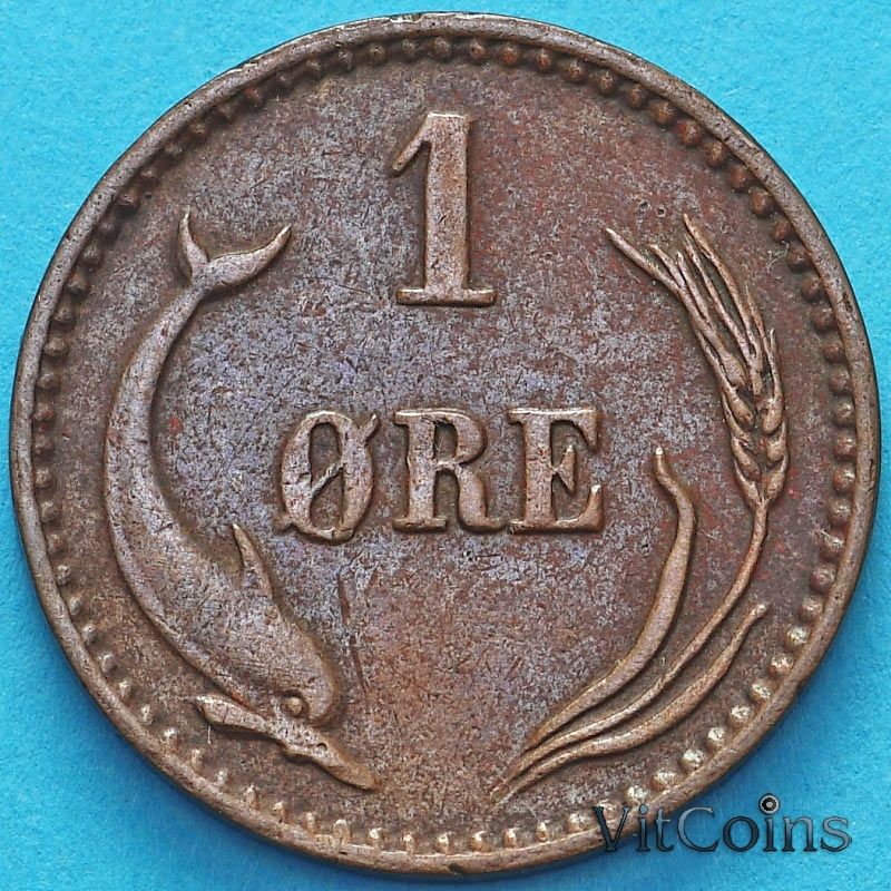 Монета Дания 1 эре 1894 год.