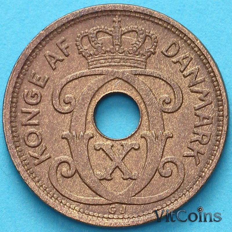 Монета Дания 1 эре 1928 год.