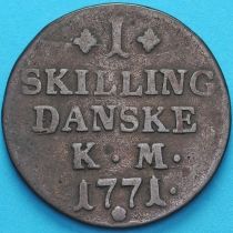 Дания 1 скиллинг 1771 год.
