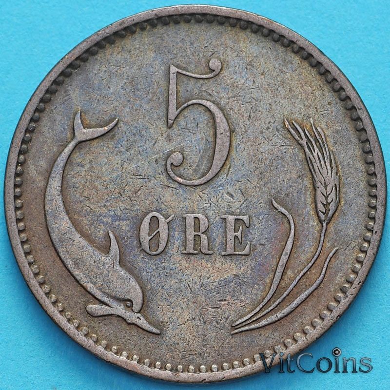 Монета Дания 5 эре 1882 год. CS	