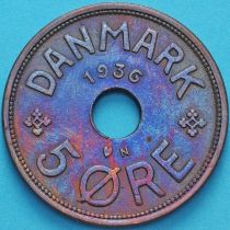 Дания 5 эре 1936 год.