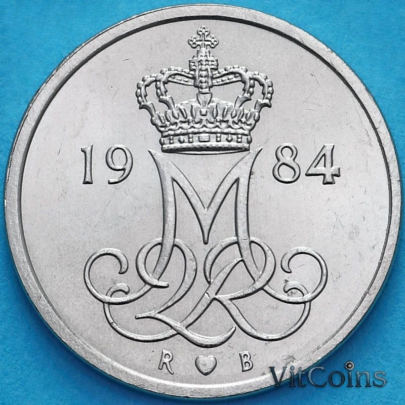 Монета Дания 10 эре 1984 год.