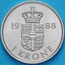 Дания 1 крона 1988 год.