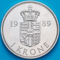 Дания 1 крона 1989 год. BU