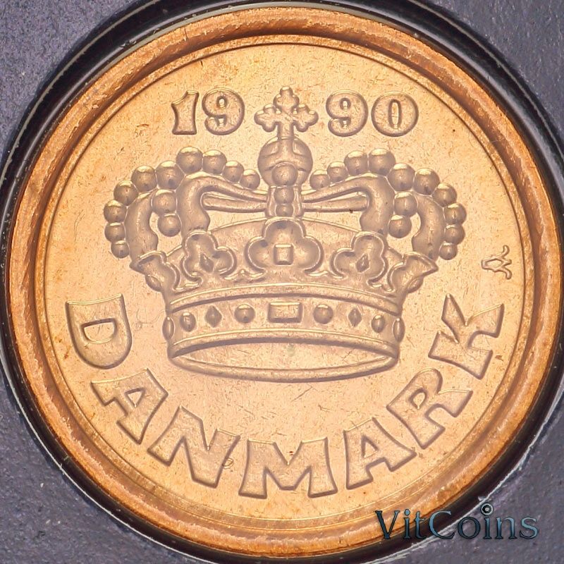 Монета Дания 25 эре 1990 год. BU