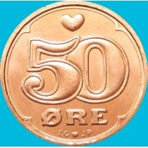 Дания 50 эре 1989 год. BU