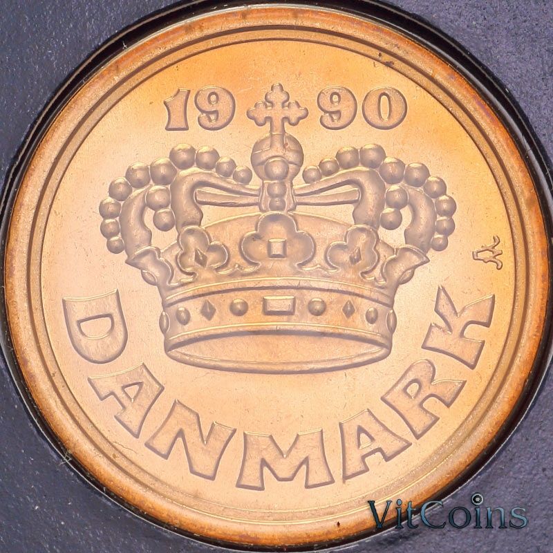 Монета Дания 50 эре 1990 год. BU