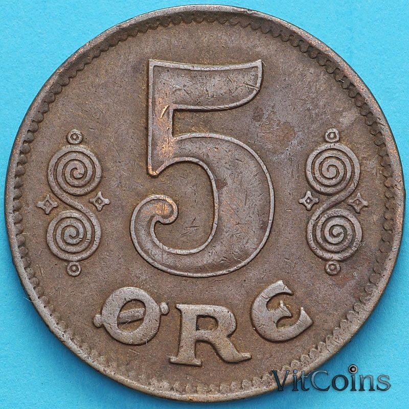 Монета Дания 5 эре 1920 год. HCN