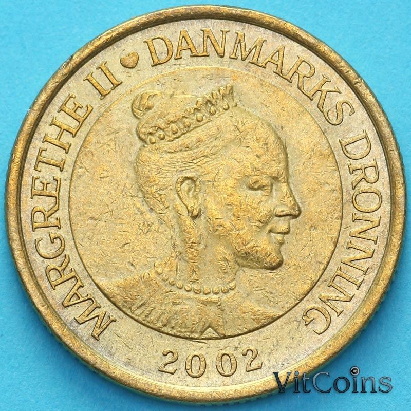 Монета Дания 20 крон 2002 год. Ратуша города Орхус. XF