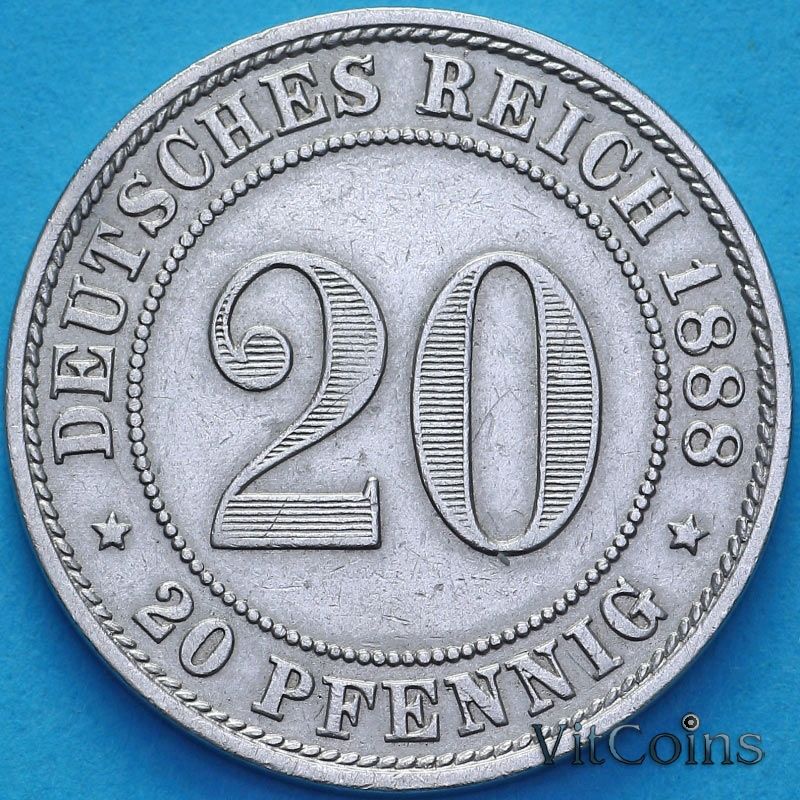 Монета Германия 20 пфеннигов 1888 год. А. №2