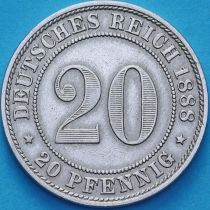 Германия 20 пфеннигов 1888 год. А. №1