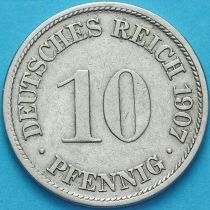 Германия 10 пфеннигов 1907 год. J.