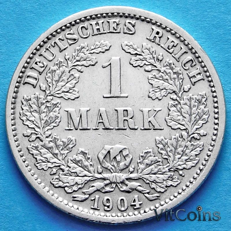 Монета Германия 1 марка 1904 год. Серебро А.