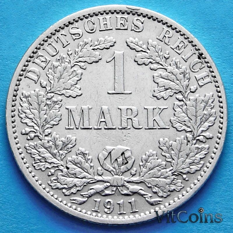 Монета Германии 1 марка 1911 год. Серебро А.