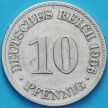 Монета Германия 10 пфеннигов 1906 год. D.