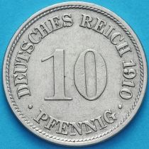 Германия 10 пфеннигов 1910 год. F.