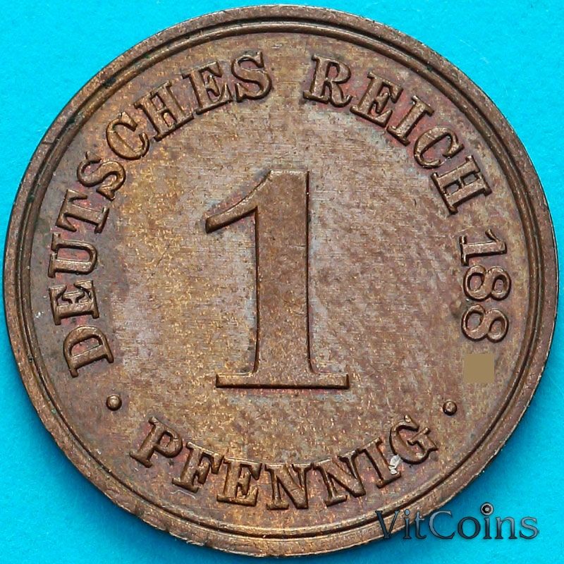 Монета Германия 1 пфенниг 1889 год. А