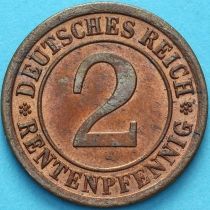 Германия 2 рентенпфеннига 1923 год. А. aUNC