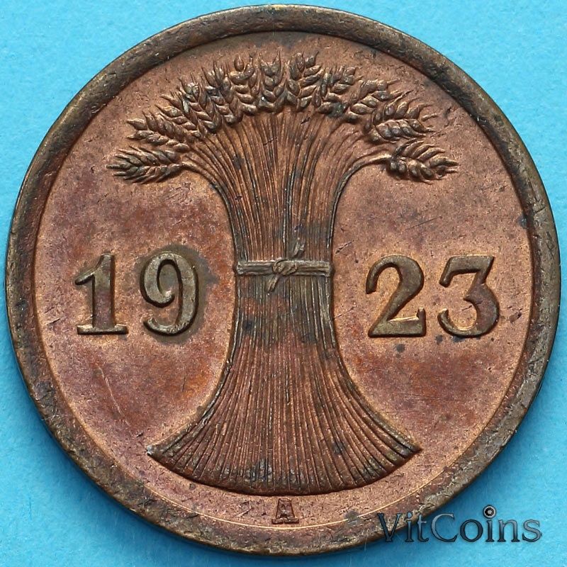 Монета Германия 2 рентенпфеннига 1924 год. А. aUNC
