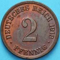 Германия 2 пфеннига 1913 год. D
