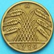 Монета Германии 10 рентенпфеннигов 1924 год. А
