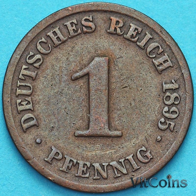 Монета Германия 1 пфенниг 1895 год. J.