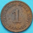 Монета Германия 1 пфенниг 1897 год. J.