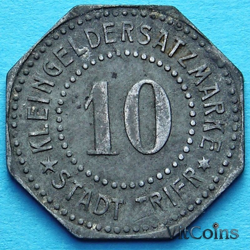 Монета Германии 10 пфеннигов 1917-1920. Нотгельд Трир.