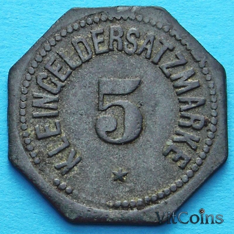 Монета Германии 5 пфеннигов. Нотгельд Регенсбург.