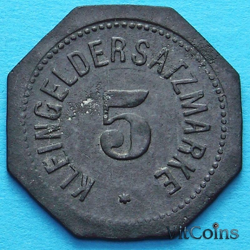Монета Германии 5 пфеннигов 1917 год. Нотгельд Бамберг.