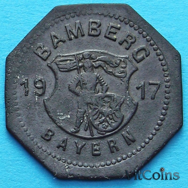 Монета Германии 5 пфеннигов 1917 год. Нотгельд Бамберг.