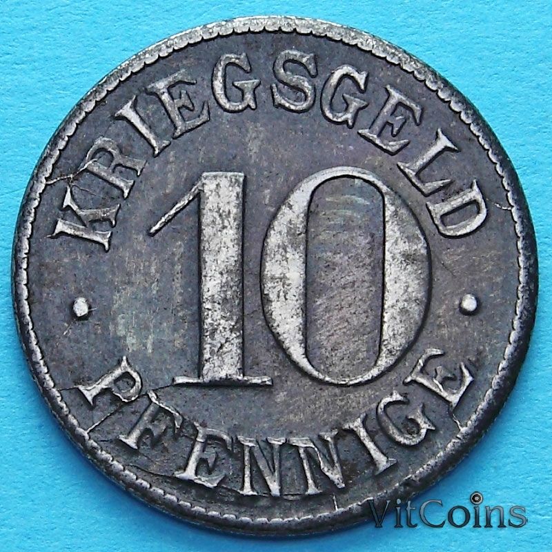 Монета Германии 10 пфеннигов 1917-1920 год. Нотгельд Гейдельберг.