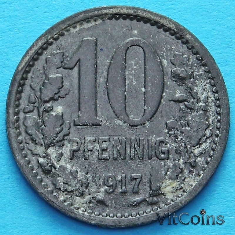 Монета Германии 10 пфеннигов 1917 год. Нотгельд Бонн.