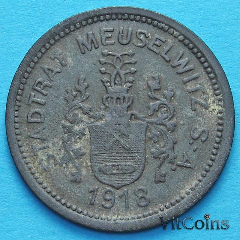 Монета Германии 50 пфеннигов 1918 год. Нотгельд Мойзельвиц.