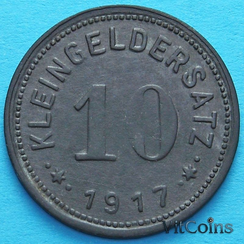 Монета Германии 10 пфеннигов 1917 год. Нотгельд Айслебен.