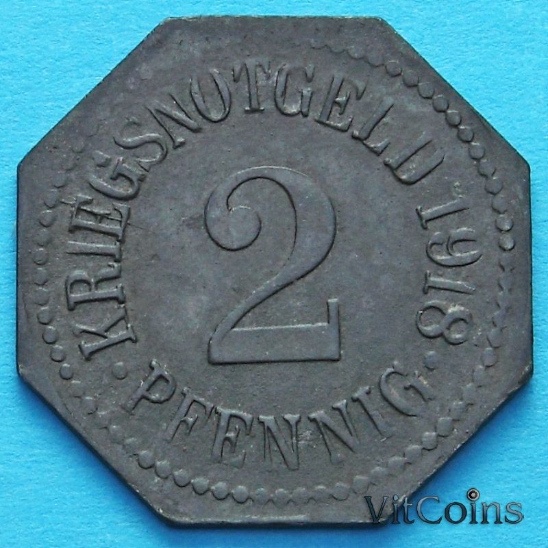 Монета Германии 2 пфеннига 1918 год. Нотгельд Апольда.