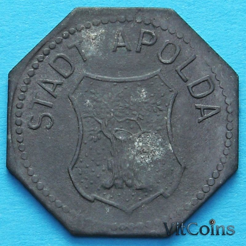 Монета Германии 2 пфеннига 1918 год. Нотгельд Апольда.