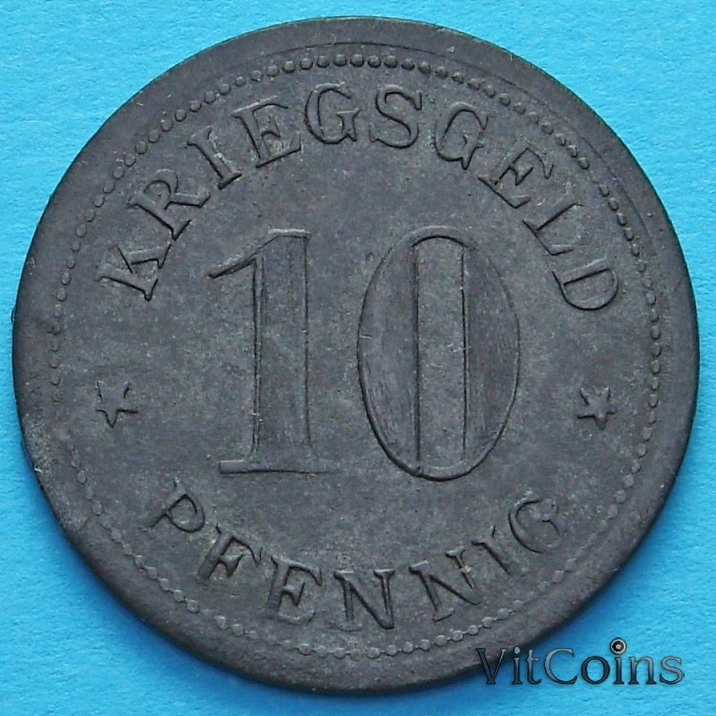 Монета Германии 10 пфеннигов 1917-1920. Нотгельд Верден.