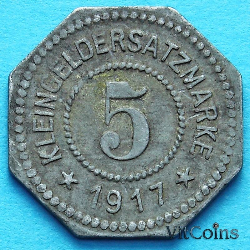 Монета Германии 5 пфеннигов 1917 год. Нотгельд Розенхайм.