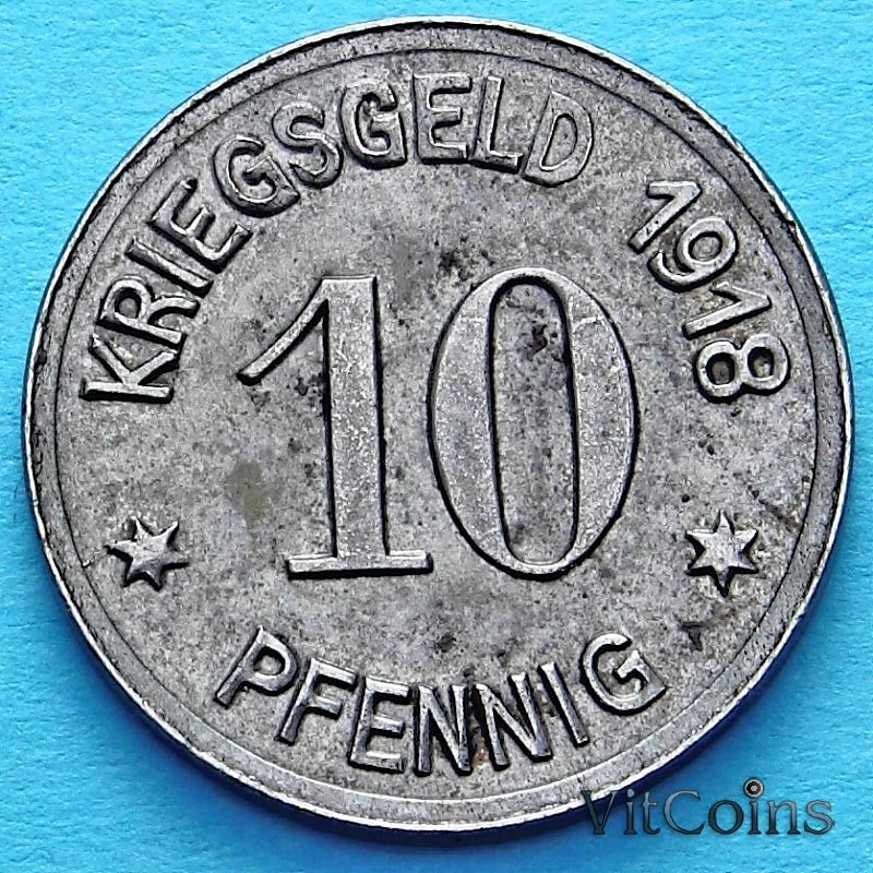 Монета Германии 10 пфеннигов 1918 год. Нотгельд Нехайм.