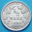 Монета Германии 1/2 марки 1909 год. Серебро. F.