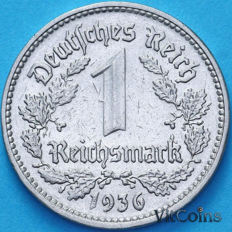 Монета Германия 1 рейхсмарка 1936 год. D