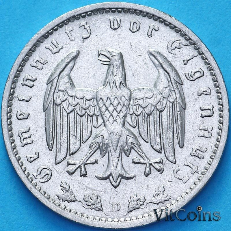 Монета Германия 1 рейхсмарка 1936 год. D